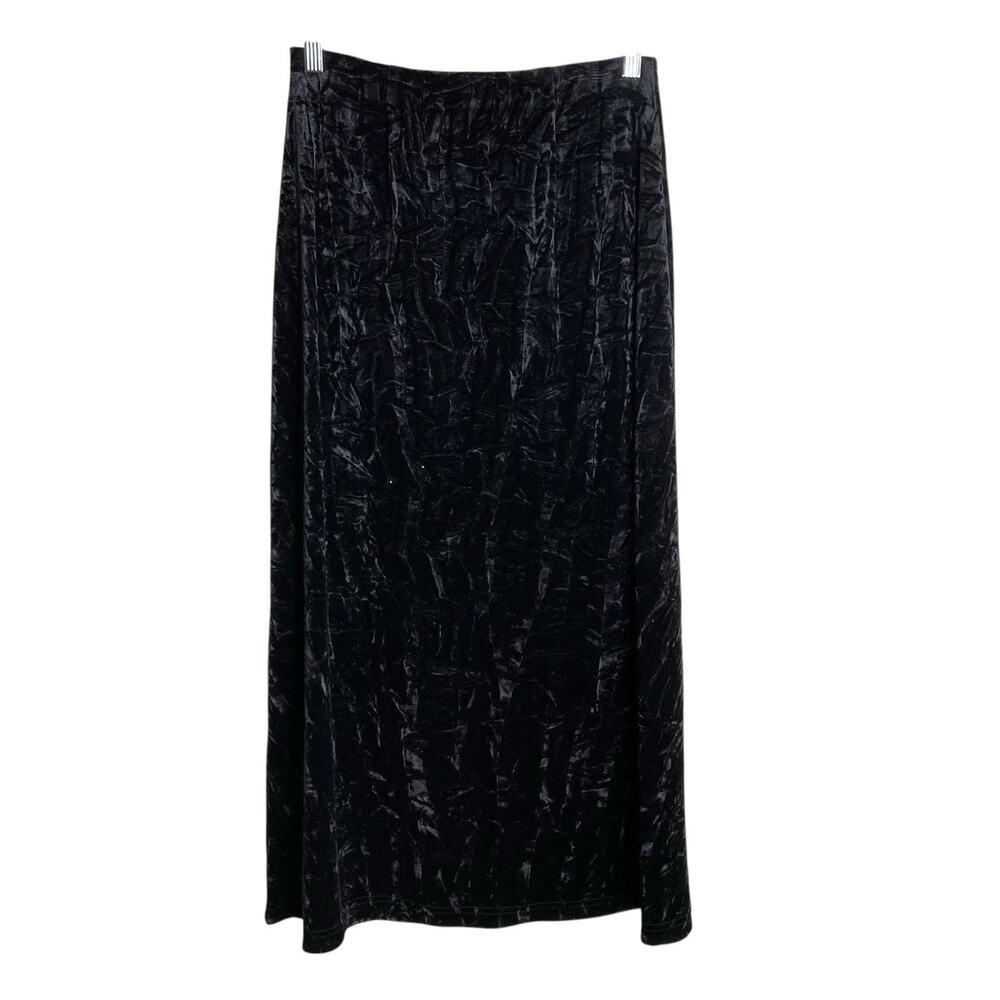 Vintage Bechamel Womens Black Crushed Velvet Maxi Skirt Size S Petite Whimsigoth